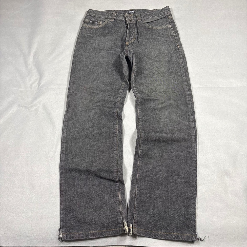 D&G Dolce & Gabbana Vintage Black Straight Leg Jeans Button Fly Italy 32 fits 28